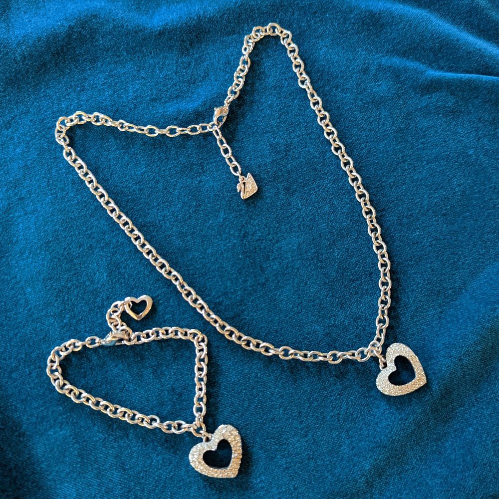 EUC Swarovski Open Heart Bracelet & Necklace
